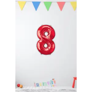8 Rakam Kırmızı Renk Folyo Balon 40 Cm
