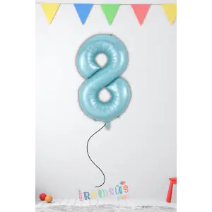 8 Yaş Doğum Günü Mavi Renk Folyo Helyum Balon 34 76 Cm 8 Yaş Folyo Balon