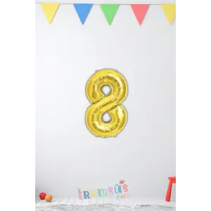 8 Yaş Doğum Günü Partisi Gold Renk Folyo Balon 16 36 Cm 8 Rakam Folyo Rakam Balon Altın Konsept