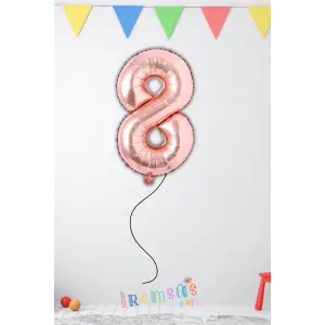 8 Yaş Doğum Günü Rose Renk Folyo Helyum Balon 34 76 Cm 8 Yaş Folyo Balon
