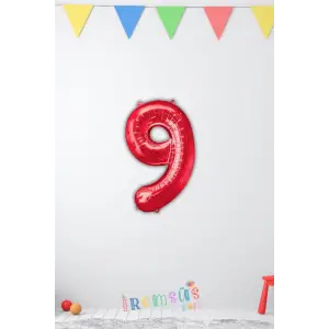 9 Ralam Kırmızı Renk Folyo Balon 40 Cm