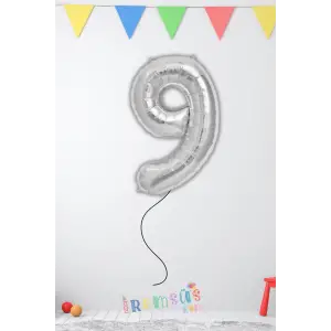 9 Yaş Doğum Günü Gümüş Renk Folyo Helyum Balon 34 76 Cm 7 Yaş Folyo Balon