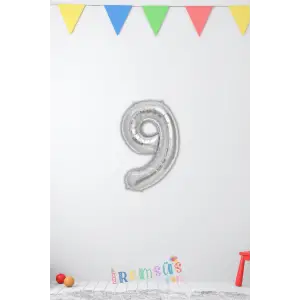 9 Yaş Doğum Günü Partisi Gümüş Renk Folyo Balon 16 36 Cm 9 Rakam Folyo Balon Silver Konsept