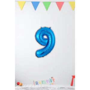 9 Yaş Doğum Günü Partisi Mavi Renk Folyo Balon 16 36 Cm 9 Rakam Folyo Balon Mavi Konsept