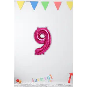 9 Yaş Doğum Günü Partisi Pembe Renk Folyo Balon 16 36 Cm 9 Rakam Folyo Balon Pembe Konsept