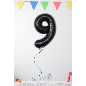 9 Yaş Doğum Günü Siyah Renk Folyo Helyum Balon 34 76 Cm 9 Rakam Folyo Balon