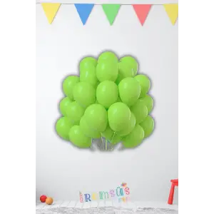Açık Yeşil Renkli Pastel Ton Lateks Balon 10 Adet Yeşil Konsept Doğum Günü Süsleme Balonu