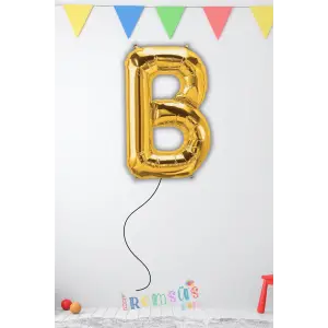B Harfi Doğum Günü Gold Renk Folyo Helyum Balon 34 76 Cm B Harf Folyo Balon Gold Konsept