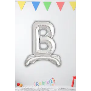 B Harfi Doğum Günü Gümüş Renk Folyo Ayaklı Balon 32 70 Cm B Harf Folyo Balon Gümüş Konsept