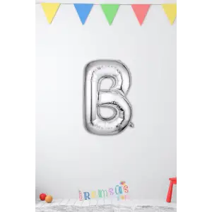 B Harfi Doğum Günü Gümüş Renk Folyo Balon 16 36 Cm B Harf Folyo Balon Silver Konsept