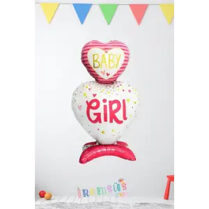 Baby Girl Yazılı Pembe Renk Ayaklı Balon 110-65 cm Kız Bebek Yeni Doğum Folyo Balon