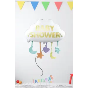Baby Shower Yazılı Bulut Figür Folyo Helyum Balon 65 Cm Baby Shower Parti Balonu