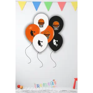 Basketbol Tema Doğum Günü Partisi Baskılı Balon 10 Adet Basket Tema Doğum Günü Süsleme