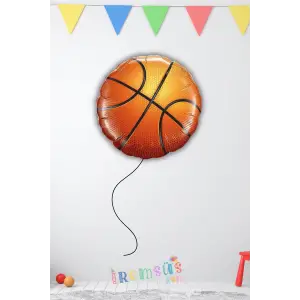 Basketbol Topu Figürü Yuvarlak Folyo Helyum Balon 18 45 cm Basketbol Tema Süsleme Balonu