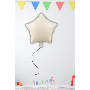 Bej Renk Folyo Yıldız Şekilli Helyum Balon 18 45 cm 1 Adet Retro Kahve Ton Süsleme Balonu
