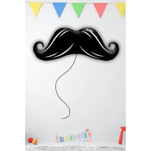 Bekarlığa Veda Partisi Bıyık Şekilli Siyah Renk Folyo Helyum Balon 40 Bride Damat Balonu