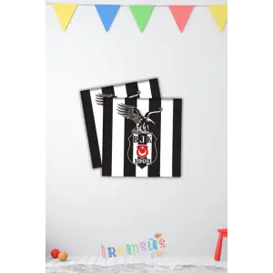 Beşiktaş Takımı Lisanslı Siyah Beyaz Peçete 33X33 (16lı)