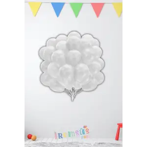 Beyaz Metalik Balon 10lu