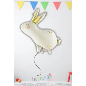 Beyaz Tavşan Şekilli Folyo Helyum Balon 80 cm Tavşan Konsept Parti Balonu Hayvan Figür Balon
