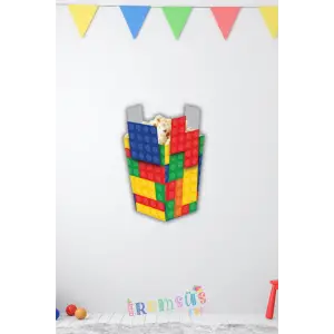 Bloklar Konsept Doğum Günü Partisi Mısır Kutusu 8li Blok Baskılı Popcorn Kutusu Süsleme