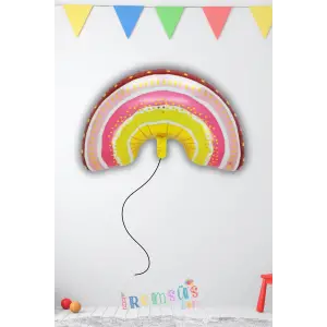 Boho Gökkuşağı Şekilli Folyo Helyum Balon 76 cm Rengarenk Gökkuşağı Balon Süslemesi