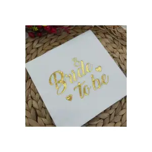 Bride To Be Bekarlığa Veda Partisi Gold Yaldızlı Beyaz Peçete 16 Lı