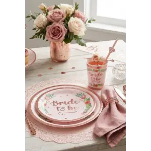 Bride To Be Konsept Karton Tabak Bardak Seti 8 Li Bekarlığa Veda Tabağı