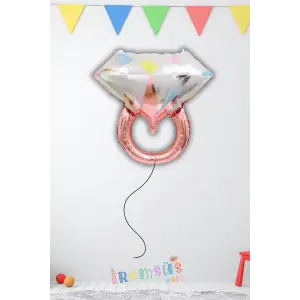Bride To Be Tek Taş Yüzük Şekilli Rose Gold Renk Folyo Helyum Balon 54*84 Bekarlığa Veda Süslemesi