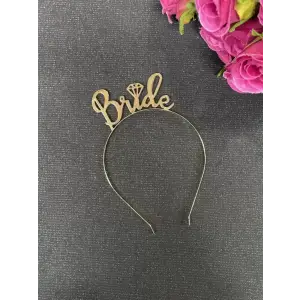 Bride To Be Yazılı Gold Renk Konsept Metal Gelin Tacı Bekarlığa Veda Partisi Kutlama Tacı