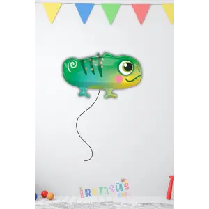 Bukalemun Figür Folyo Balon 45 cm Hayvanlar Konsept Folyo Balon Süsleme