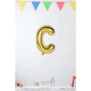 C-Ç Harfi Doğum Günü Gold Renk Folyo Balon 16 36 Cm C-Ç Harf Folyo Balon Gold Konsept