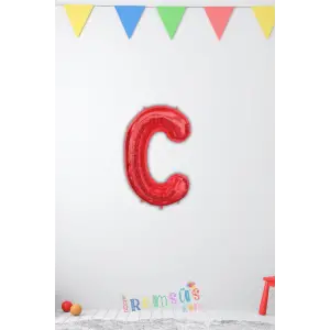 C-Ç Harfi Doğum Günü Kırmızı Renk Folyo Balon 16 36 Cm C-Ç Harf Folyo Balon Red Konsept