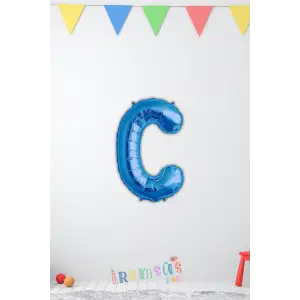 C-Ç Harfi Doğum Günü Mavi Renk Folyo Balon 16 36 Cm C-Ç Harf Folyo Balon Mavi Konsept