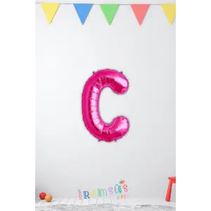 C-Ç Harfi Doğum Günü Pembe Renk Folyo Balon 16 36 Cm C-Ç Harf Folyo Balon Pembe Konsept