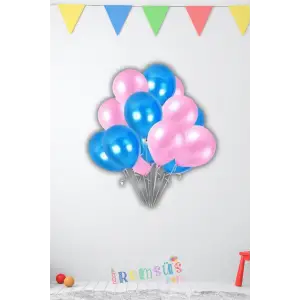 Cinsiyet Belirleme Partisi Mavi ve Pembe Renk Karışık Balon 10 adet Cinsiyet Partisi Süslemeleri