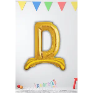 D Harfi Doğum Günü Gold Renk Folyo Ayaklı Balon 32 70 Cm D Harf Folyo Balon Gold Konsept