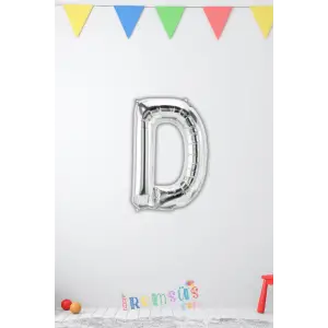 D Harfi Doğum Günü Gümüş Renk Folyo Balon 16 36 Cm D Harf Folyo Balon Silver Konsept