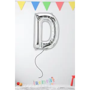 D Harfi Doğum Günü Gümüş Renk Folyo Helyum Balon 34 76 Cm D Harf Folyo Balon Silver Konsept