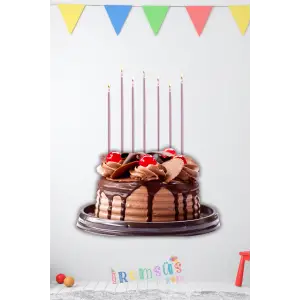 Dekoratif Uzun Pasta Mumu Pembe Renk 6lı 18 cm İnce Uzun Pasta Mumu