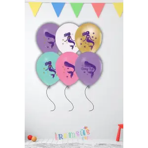 Deniz Kızı Doğum Günü Konsepti Baskılı Balon 10 Adet Deniz Kızı Partisi Süslemesi