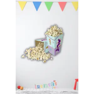 Deniz Kızı Konsept Doğum Günü Partisi Popcorn Mısır Kutusu 8 li Deniz Kızı Tema Süslemesi