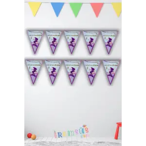 Deniz Kızı Konsept Doğum Günü Partisi Üçgen İyi ki Doğdun Flama 2mt Deniz Kızı Masa Önü Süsü