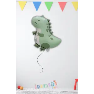 Dinazor Figür Retro Yeşil Renk Folyo Helyum Balon 59 cm Satin Renk Dinazor Şekilli Folyo Balon