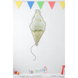 Dondurma Figür Bej Renk Folyo Helyum Balon 88 cm Satin Renk Retro Dondurma Şekilli Balon