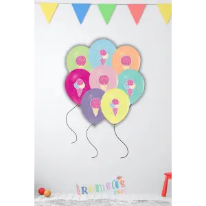 Dondurma Konsept Doğum Günü Partisi Karışık Renk 10 Adet Lateks Balon Dondurma Tema Süsleme Balonu