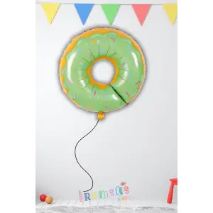 Donut Figür Yeşil Renk Folyo Helyum Balon 80 cm Donut Konsept Parti Süsleme