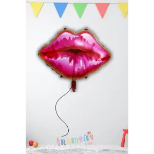 Dudak Şekilli Kırmızı Renk Folyo Helyum Balon 32 70 cm Bekarlığa Veda Partisi Balon