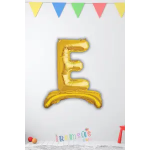 E Harfi Doğum Günü Gold Renk Folyo Ayaklı Balon 32 70 Cm E Harf Folyo Balon Gold Konsept