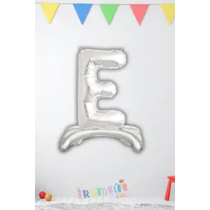 E Harfi Doğum Günü Gümüş Renk Folyo Ayaklı Balon 32 70 Cm E Harf Folyo Balon Gümüş Konsept