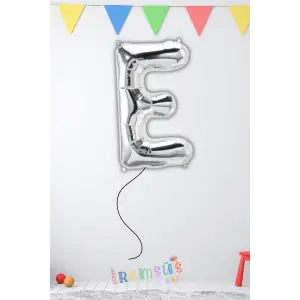 E Harfi Doğum Günü Gümüş Renk Folyo Helyum Balon 34 76 Cm E Harf Folyo Balon Silver Konsept